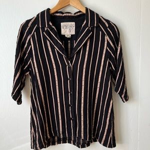 Ace & Jig black and tan collared button down shirt